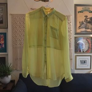 Free People Lime Green button down blouse